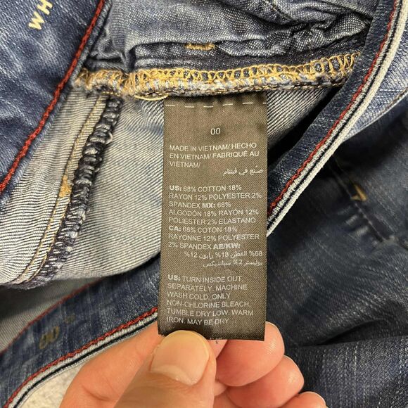 White House Black Market Jeans Womens 00 Skinny Mid Rise Distressed Blue Denim - Picture 5 of 8